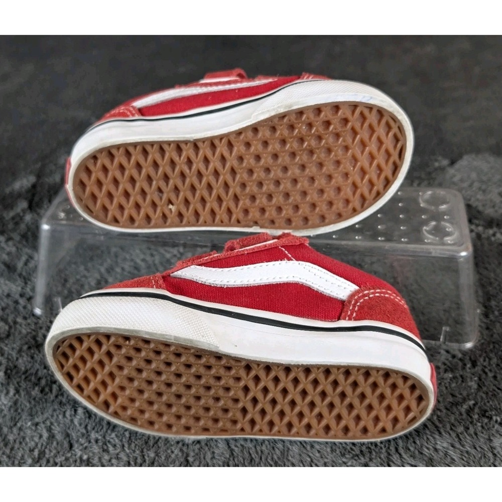 Vans Toddler Old Skool Red True White Sneakers Size 4.5 Worn Once - Picture 5 of 7